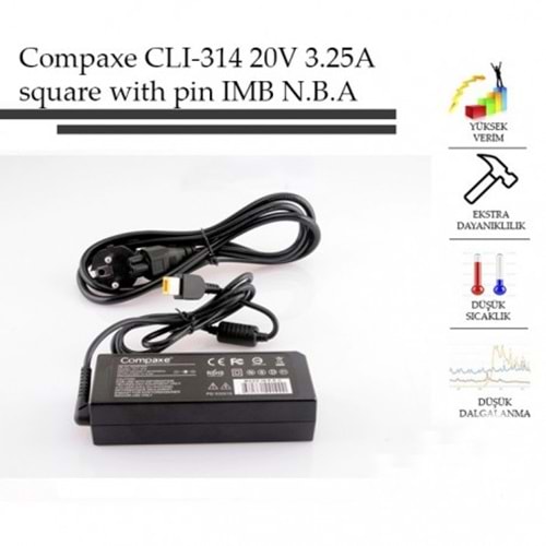 COMPAXE CLI-314 90W 20V 4.5A USB UÇ İĞNELİ NOTEBOOK ADAPTÖR (IBM/LENOV