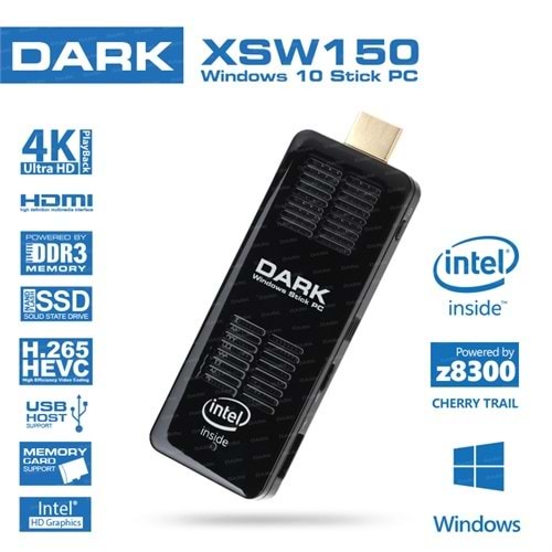 DARK EVO STİCK INTEL® ATOM™ X5-Z8300 1.44GHZ/1.84GHZ 2GB 32GB SSD WİND